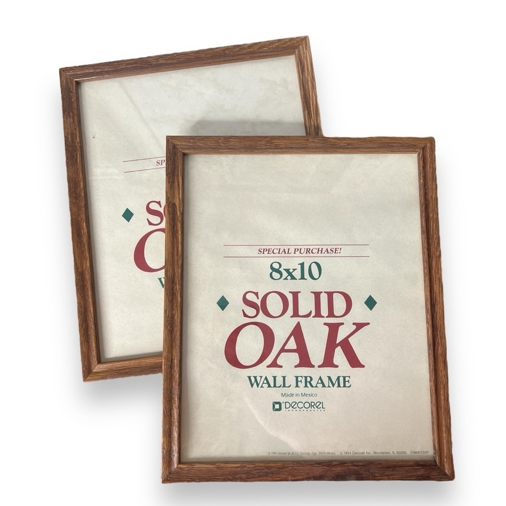 2 Solid Oak 8 x 10 Wooden Frames Vintage Made in Mexico 1994 Decorel